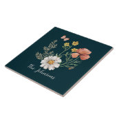 Blauwgroen wilde bloem tegeltje (Zijkant)