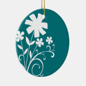 BLAUWGROEN WILDE BLOEMEN KERAMISCH ORNAMENT (Rechts)