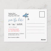 Blauwgroen Wildflower Bird Border Sla de datum fot Briefkaart (Achterkant)