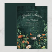 Blauwgroen Wildflower Bridal Shower Invitation Kaart (Voorkant / Achterkant)