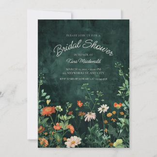 Blauwgroen Wildflower Bridal Shower Invitation Kaart