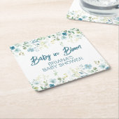 Blauwgroen Wildflowers Boy Baby shower Kartonnen Onderzetters (Schuin)