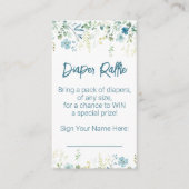 Blauwgroen Wildflowers Boy Baby shower Luier Raffl Informatiekaartje (Voorkant)