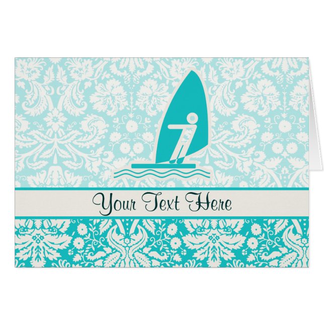 Blauwgroen windsurfen (Voorkant Horizontaal)