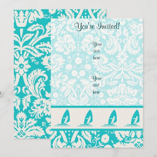 Blauwgroen windsurfen kaart (Voorkant / Achterkant)