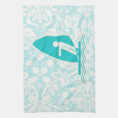 Blauwgroen windsurfen theedoek (Verticaal)