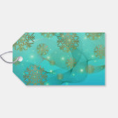 Blauwgroen winter met pretkerst cadeaulabel (Achterkant Horizontaal)
