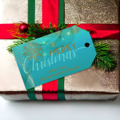 Blauwgroen winter met pretkerst cadeaulabel