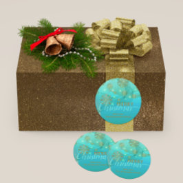 Blauwgroen winter met pretkerst ronde sticker