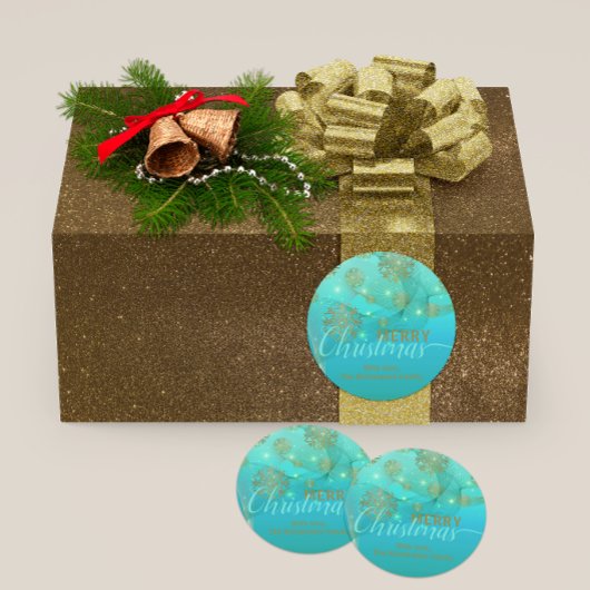 Blauwgroen winter met pretkerst ronde sticker