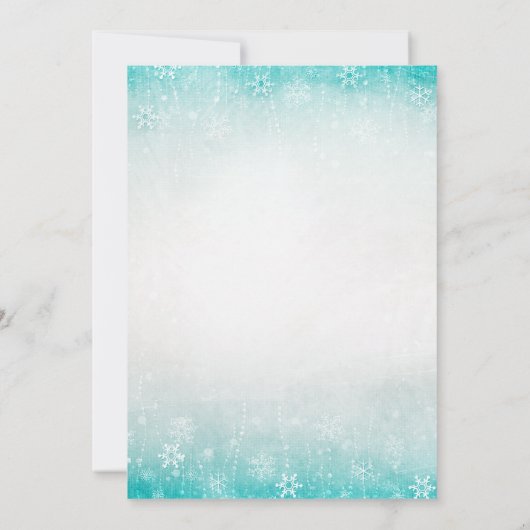  Blauwgroen winter Wonderland Quinceanera Invites Kaart (Achterkant)