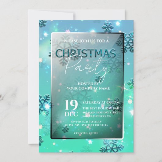 Blauwgroen Winter Wonderland Zakelijk Kerstfeest Kaart (Voorkant)