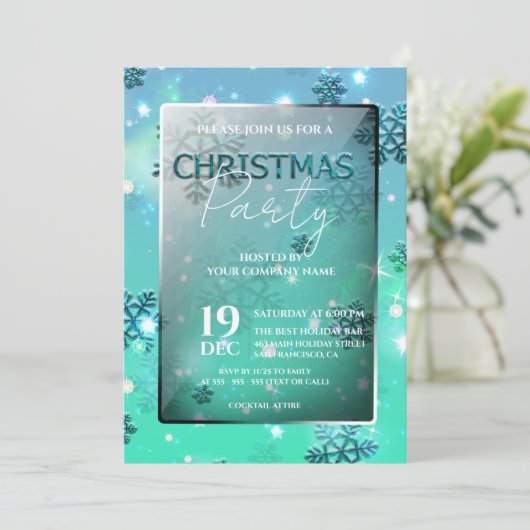 Blauwgroen Winter Wonderland Zakelijk Kerstfeest Kaart (Staand voorkant)