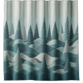 Blauwgroen winterdouchegordijn douchegordijn (Voorkant)