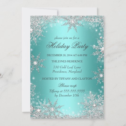 Blauwgroen Winterfeest kerstfeestdag 2 Kaart (Voorkant)