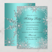 Blauwgroen Winterfeest kerstfeestdag 2 Kaart (Voorkant / Achterkant)