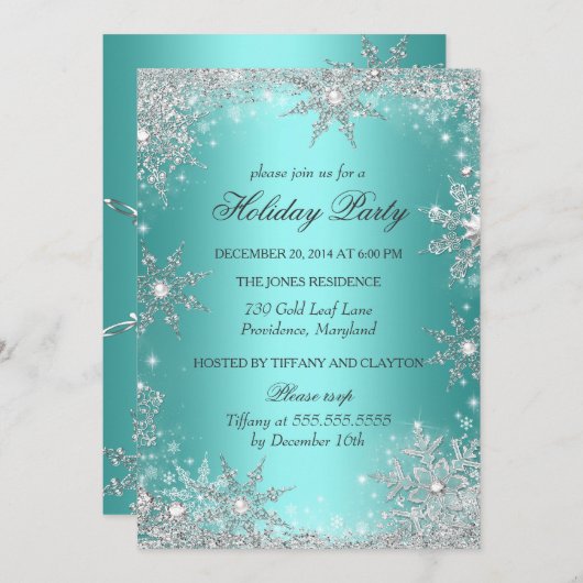 Blauwgroen Winterfeest kerstfeestdag 2 Kaart (Voorkant / Achterkant)