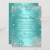 Blauwgroen Winterfeest kerstfeestdag 3 Kaart (Voorkant / Achterkant)