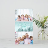 Blauwgroen winterlandschapscène 2 foto's - Fotokaa Feestdagenkaart (Staand voorkant)