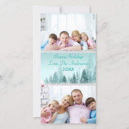 Blauwgroen winterlandschapscène 2 foto's - Fotokaa Feestdagenkaart