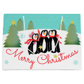 Blauwgroen wintertijd scène groot cadeauzakje (Voorkant)