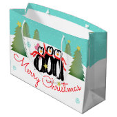 Blauwgroen wintertijd scène groot cadeauzakje (Achterkant Gekanteld)