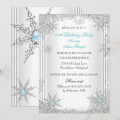 Blauwgroen Winterwonderland Birthday Party 2 Kaart (Voorkant / Achterkant)