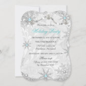Blauwgroen winterwonderland Damask Holiday Party Kaart (Voorkant)