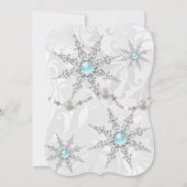 Blauwgroen winterwonderland Damask Holiday Party Kaart (Achterkant)