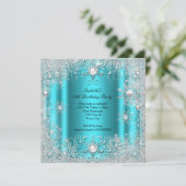 Blauwgroen winterWonderland Snowflakes Partij Kaart (Staand voorkant)