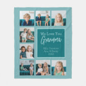 Blauwgroen & wit 8 fotocollage - we houden van oma fleece deken (Voorkant)