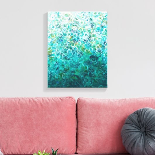 Blauwgroen wit Abstract ombre schilderend 11x14 Ca Canvas Afdruk (Insitu (Woonkamer))