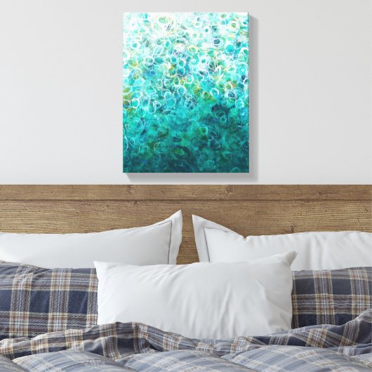 Blauwgroen wit Abstract ombre schilderend 11x14 Ca Canvas Afdruk (Insitu (Slaapkamer))