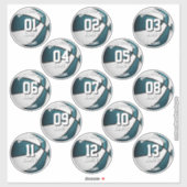 blauwgroen wit basketbal 13 teamleden namen sticker (Vel)