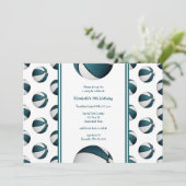 blauwgroen wit basketbal sport verjaardagsteam par kaart (Staand voorkant)