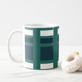 Blauwgroen wit blauw Check Buffalo speldenband Koffiemok