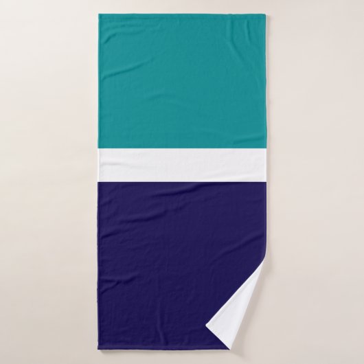 Blauwgroen Wit Blauw Plain Kleurblok Ontwerp Badhanddoek (Badhanddoek)