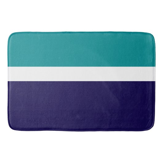 Blauwgroen Wit Blauw Plain Kleurblok Ontwerp Badmat (Voorkant)