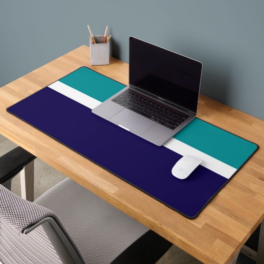 Blauwgroen Wit Blauw Plain Kleurblok Ontwerp Bureaumat