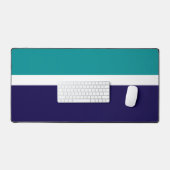 Blauwgroen Wit Blauw Plain Kleurblok Ontwerp Bureaumat (Keyboard & Muis)