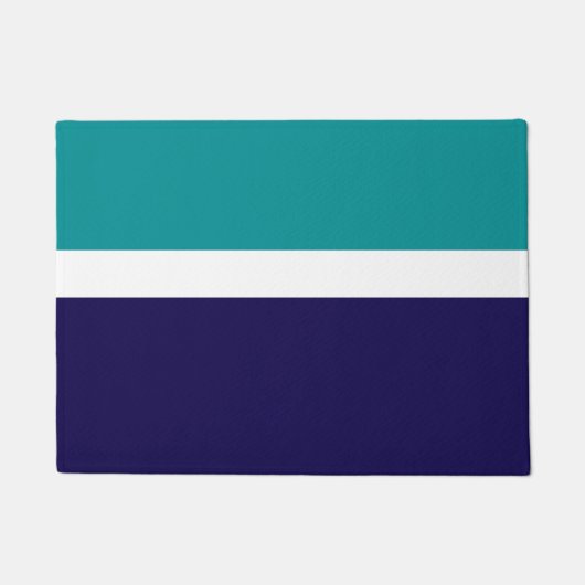 Blauwgroen Wit Blauw Plain Kleurblok Ontwerp Deurmat (Voorkant)