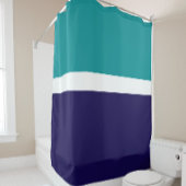 Blauwgroen Wit Blauw Plain Kleurblok Ontwerp Douchegordijn