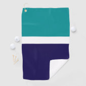 Blauwgroen Wit Blauw Plain Kleurblok Ontwerp Golfhanddoek (Insitu)