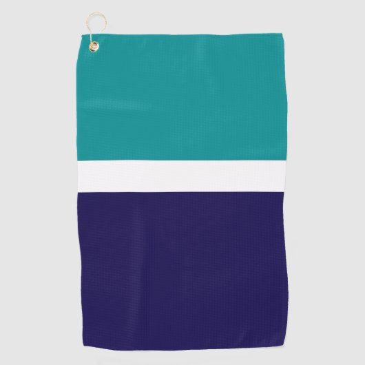 Blauwgroen Wit Blauw Plain Kleurblok Ontwerp Golfhanddoek (Voorkant)