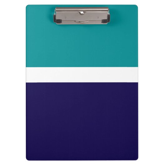 Blauwgroen Wit Blauw Plain Kleurblok Ontwerp Klembord (Voorkant)