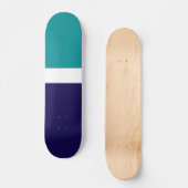 Blauwgroen Wit Blauw Plain Kleurblok Ontwerp Persoonlijk Skateboard (Voorkant)