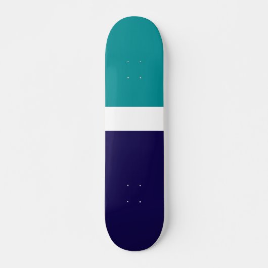Blauwgroen Wit Blauw Plain Kleurblok Ontwerp Persoonlijk Skateboard (Voorkant)