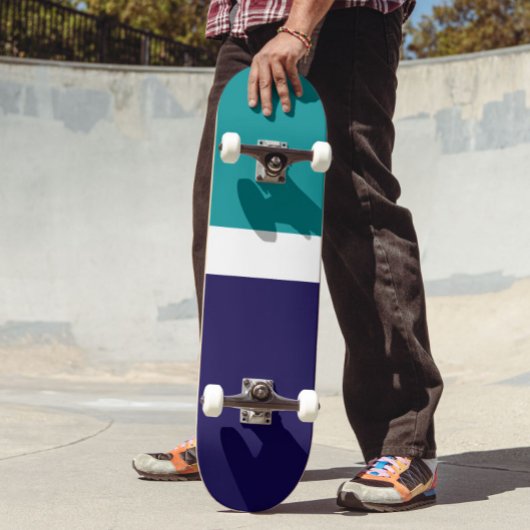 Blauwgroen Wit Blauw Plain Kleurblok Ontwerp Persoonlijk Skateboard