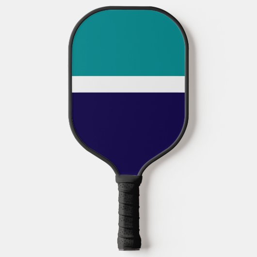 Blauwgroen Wit Blauw Plain Kleurblok Ontwerp Pickleball Paddle (Voorkant)