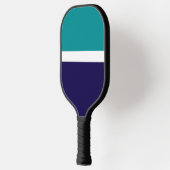 Blauwgroen Wit Blauw Plain Kleurblok Ontwerp Pickleball Paddle (Links)